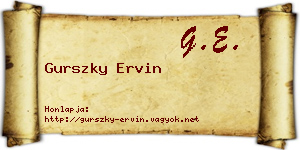 Gurszky Ervin névjegykártya